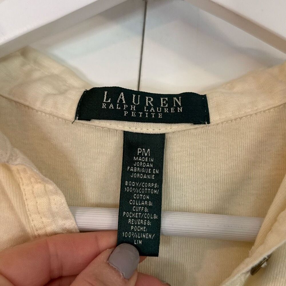 Lauren Ralph Lauren ivory collared polo shirt size m petite - Picture 4 of 9